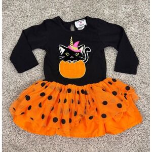 Counting Daisies Toddler 2T Halloween Cat Unicorn Pumpkin Polka Dot Tutu Dress